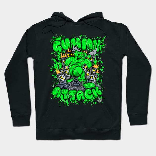 Attack of the Gummybear Green Hoodie by GeryArts